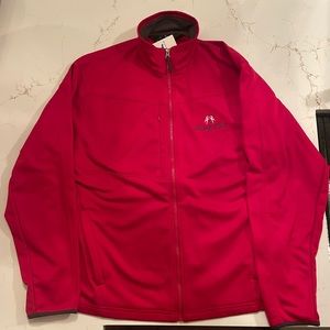 Men’s full zip jacket with “ménage a trois” wine logo